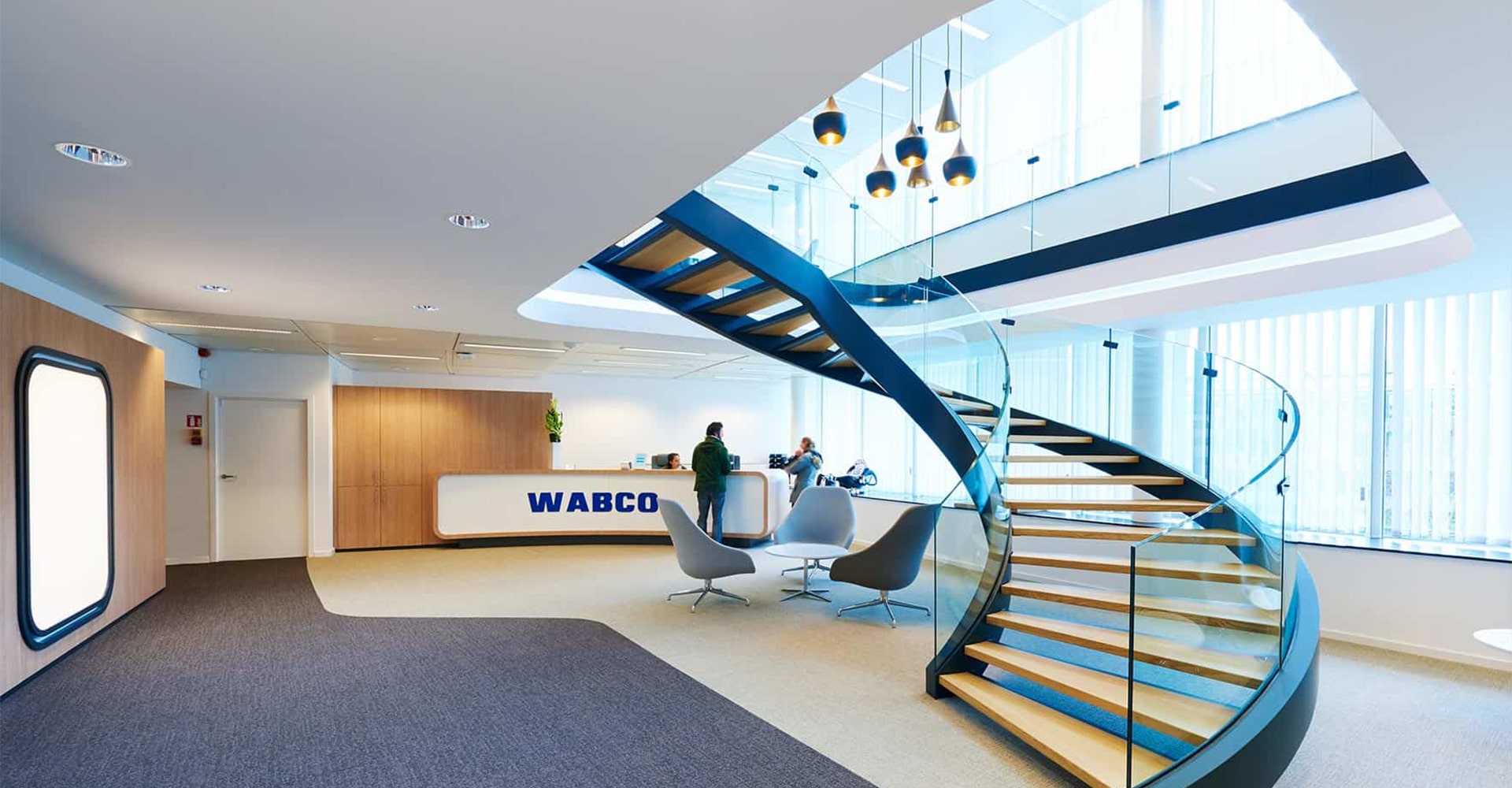 Large and bright reception area at Wabco HQ