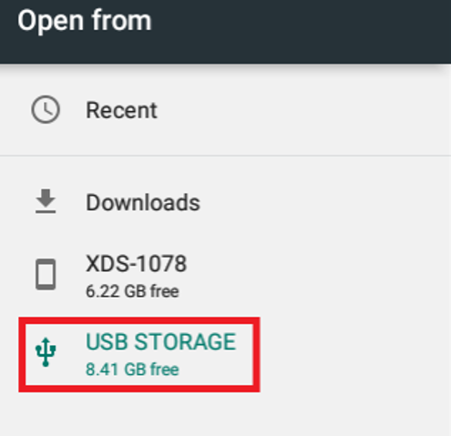 open from usb storage