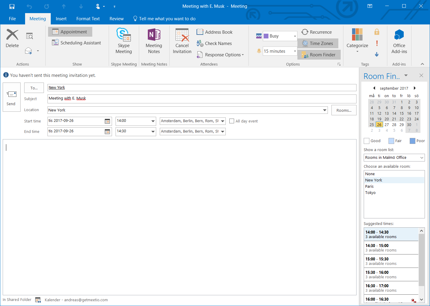 Meetio - How to use Outlook room lists With Regard To Outlook Meeting Template