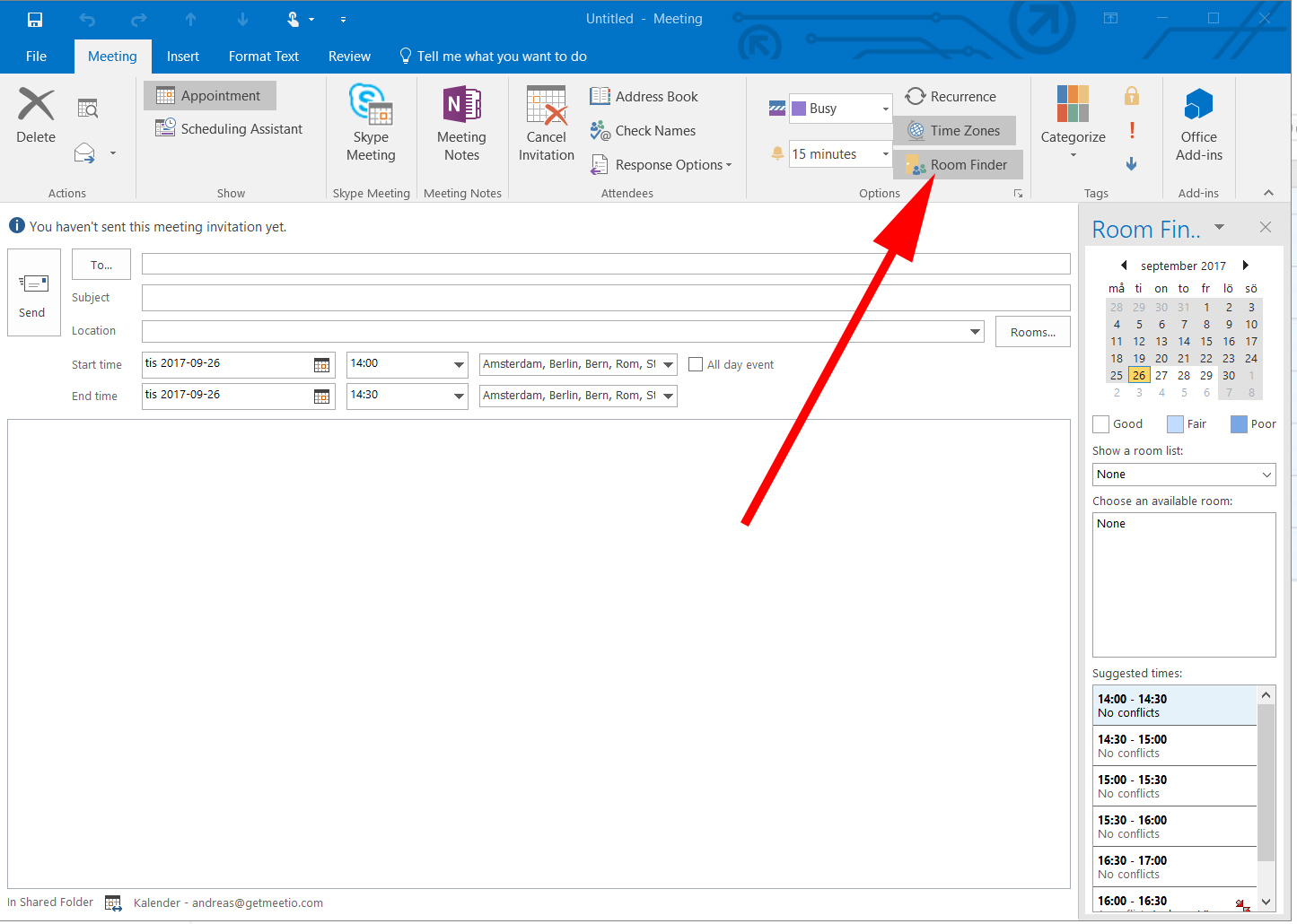 Outlook Room Scheduling Summafinance
