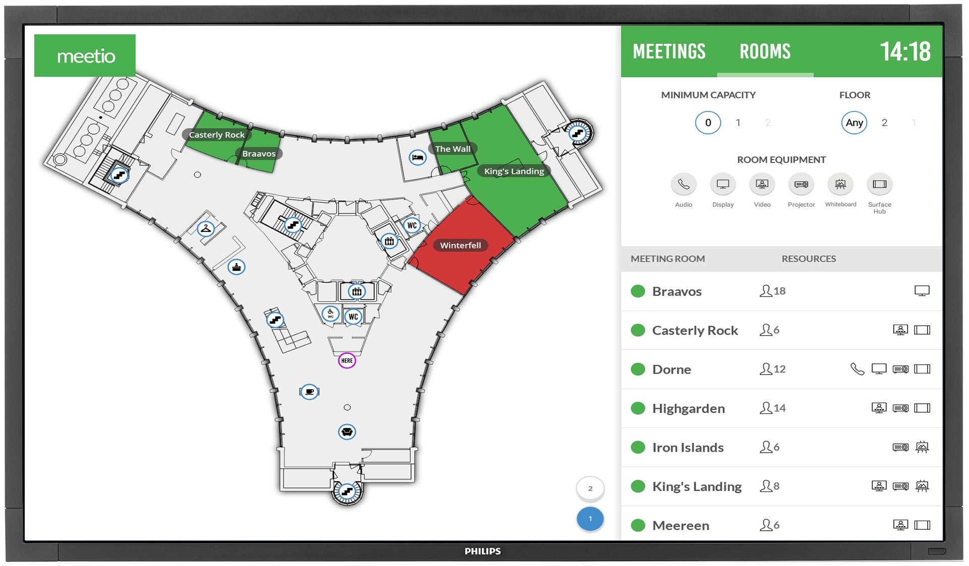 Map view room filtering