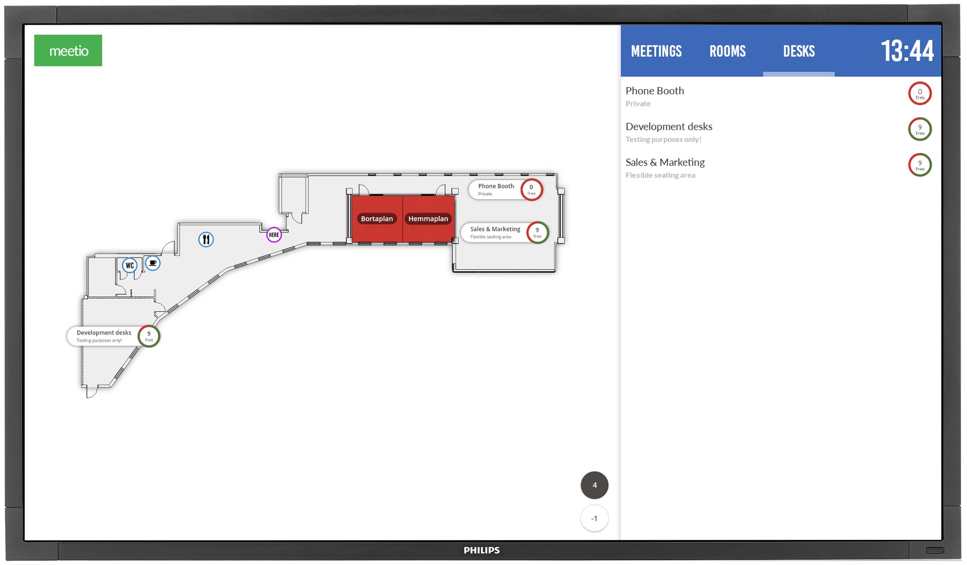 Desks in map view